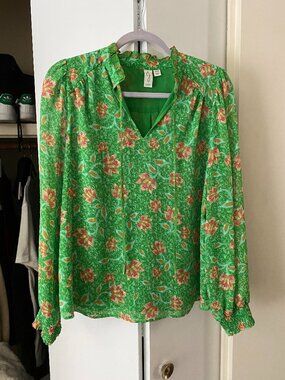 Women's Joie Kelly Green Ultra Feminine Floral Blouse Top - Size Medium M/M